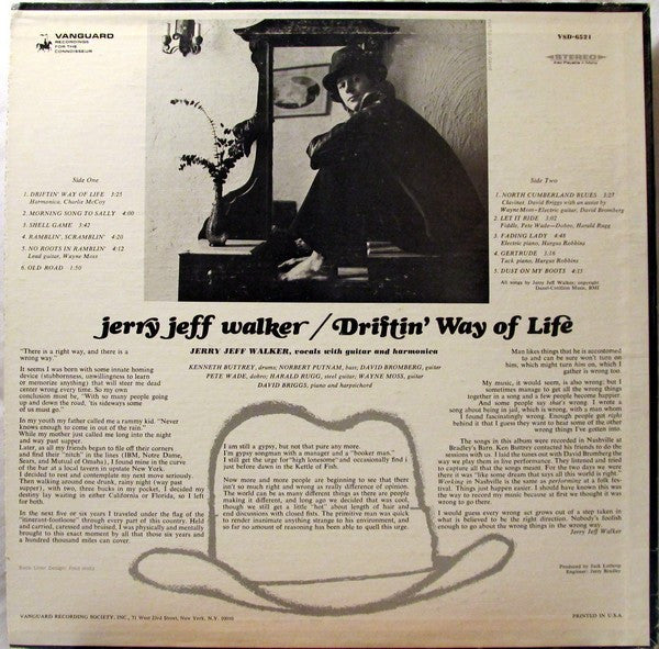 Jerry Jeff Walker - Driftin' Way Of Life (LP, Album, RE)