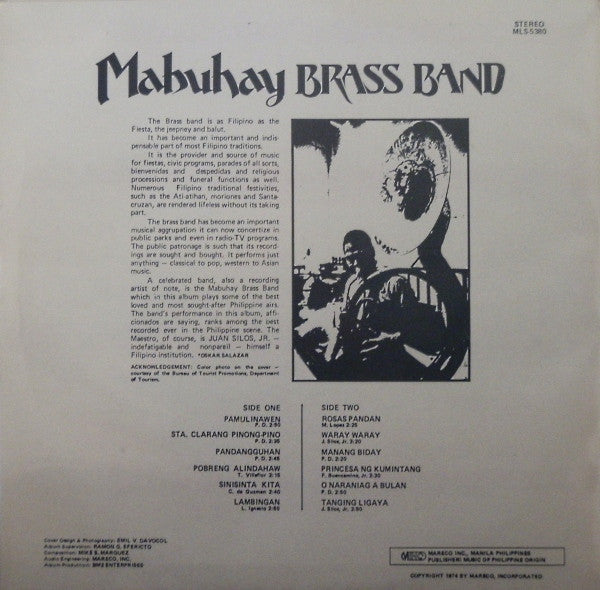 Mabuhay Brass Band - Philippine Music (LP, Album)