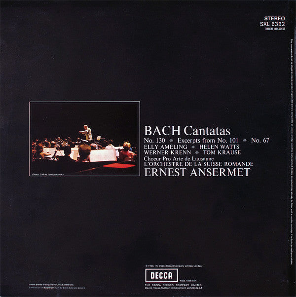 Ernest Ansermet, Bach* - Bach Cantatas (LP)