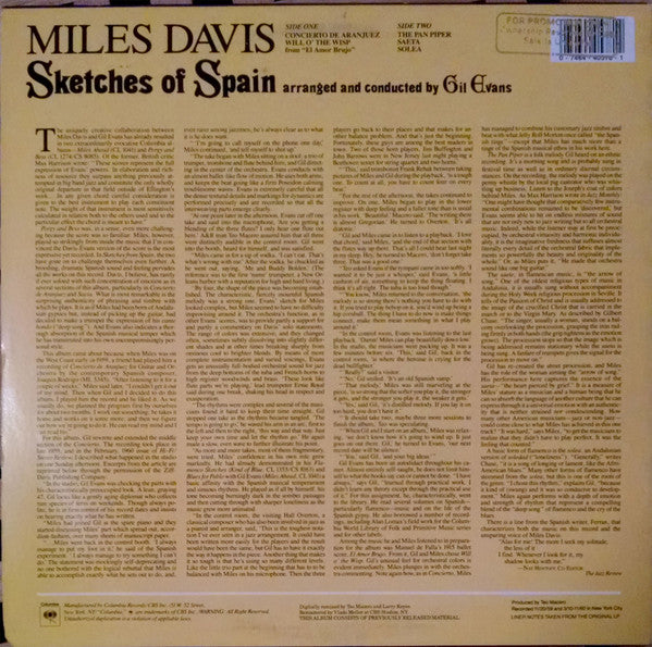 Miles Davis - Sketches Of Spain (LP, Album, Mono, RE, RM)