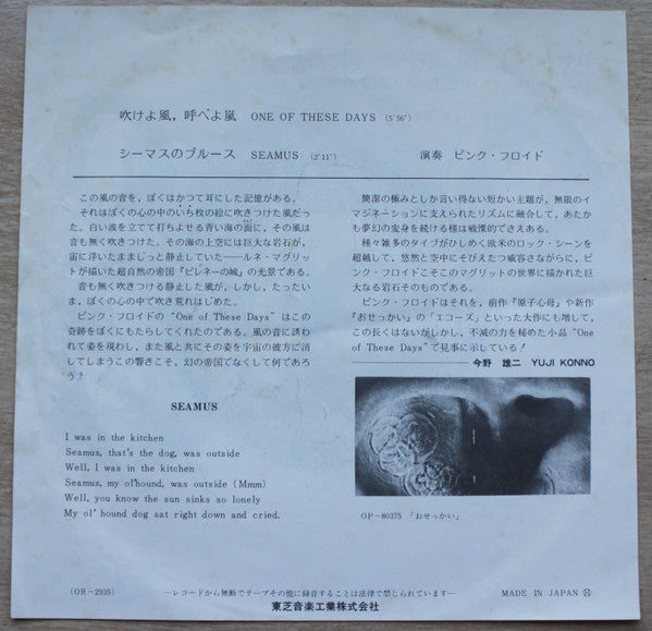 Pink Floyd - One Of These Days = 吹けよ風、呼べよ嵐 (7"", Single)