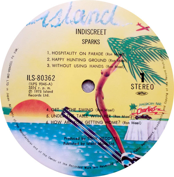 Sparks - Indiscreet (LP, Album, Gat)