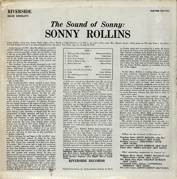 Sonny Rollins - The Sound Of Sonny (LP, Album, Mono, RE)