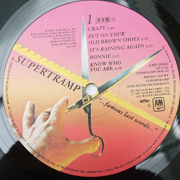 Supertramp - ""...Famous Last Words..."" (LP, Album, Promo)