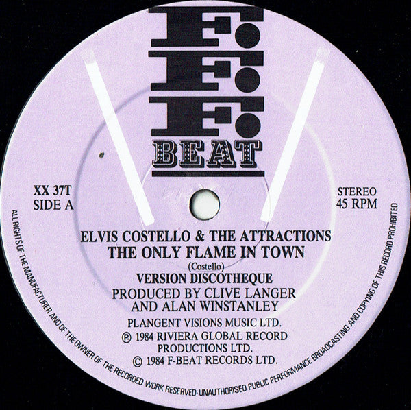 Elvis Costello & The Attractions - The Only Flame In Town(12", Single)