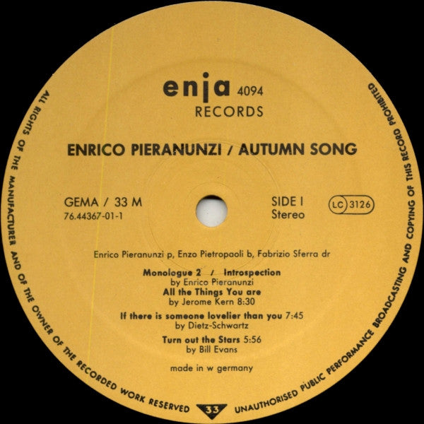 Enrico Pieranunzi - Autumn Song (LP, Album)