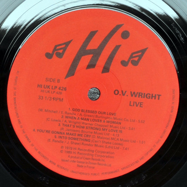 O.V. Wright - Live (LP, Album)