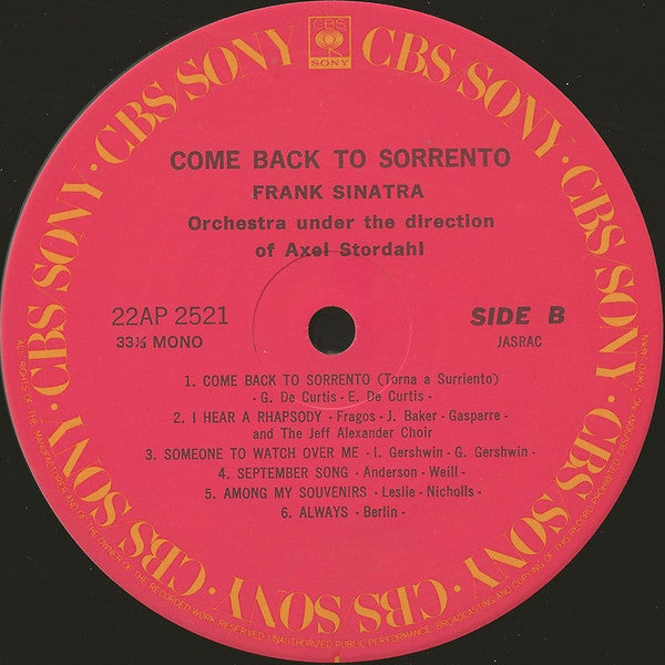 Frank Sinatra - Come Back To Sorrento (LP, Comp, Mono, RE)