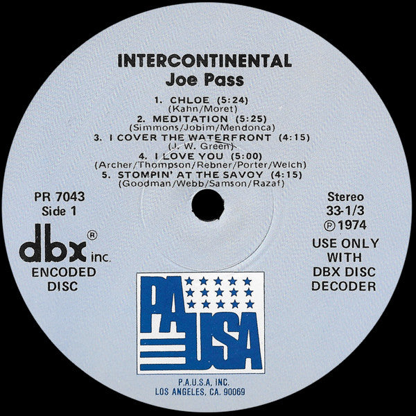 Joe Pass - Intercontinental (LP, Album, DBX)