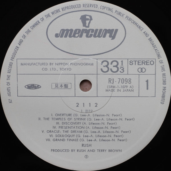 Rush - 2112 (LP, Album, Promo)