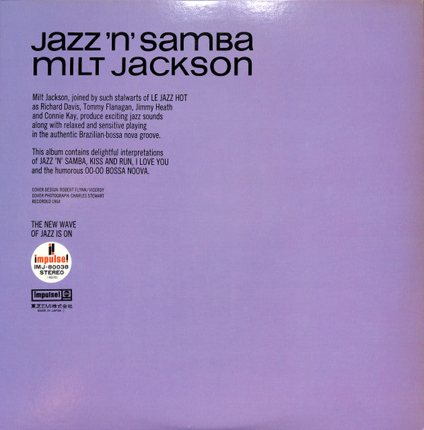 Milt Jackson - Jazz 'N' Samba (LP, Album, RE, Gat)