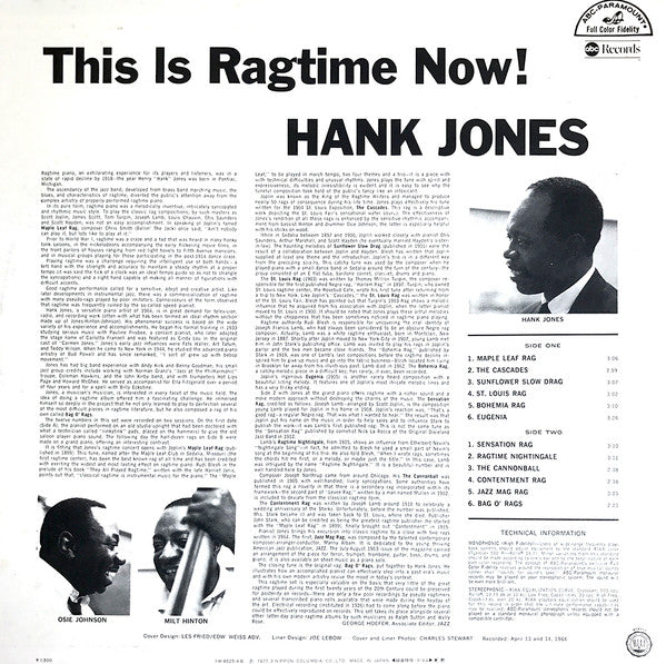 Hank Jones - This Is Ragtime Now (LP, Album, RE)