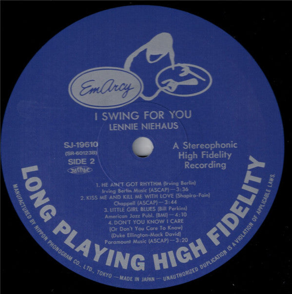 Lenny Niehaus* - I Swing For You (LP, Album, RE)