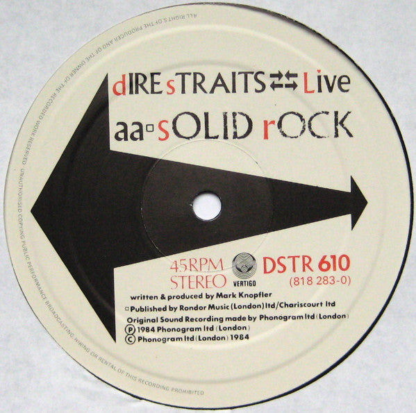 Dire Straits - Live - Love Over Gold / Solid Rock (10"")