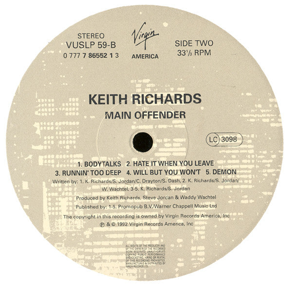 Keith Richards - Main Offender (LP, Album)