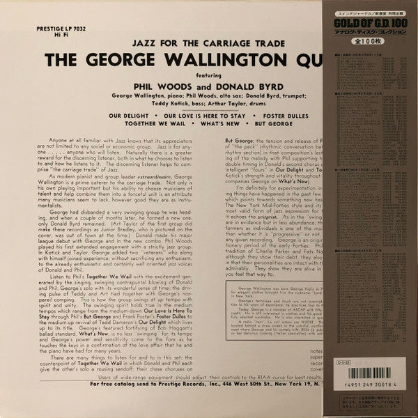 George Wallington Quintet - Jazz For The Carriage Trade(LP, Album, ...