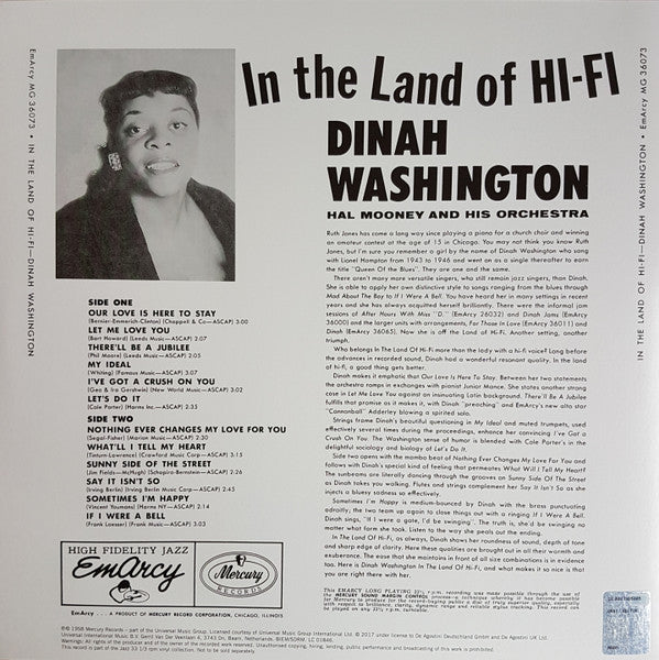 Dinah Washington - In The Land Of Hi-Fi (LP, Album, RE, 180)