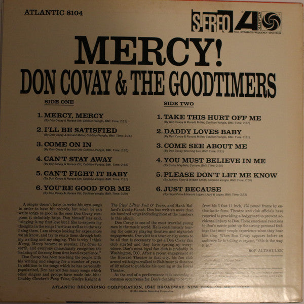 Don Covay & The Goodtimers - Mercy! (LP, Album, Promo)