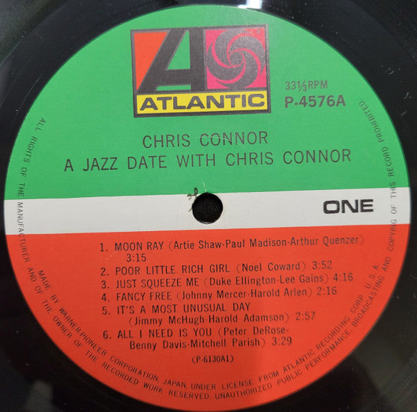 Chris Connor - A Jazz Date With Chris Connor (LP, Album, RE)