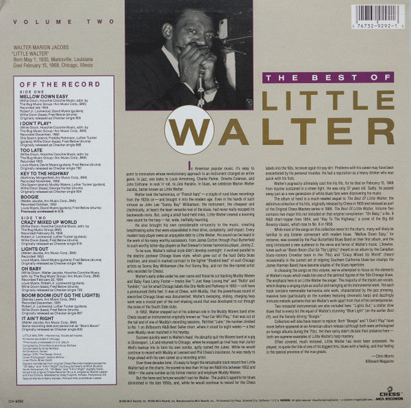 Little Walter - The Best Of Little Walter Volume Two (LP, Comp, Glo)
