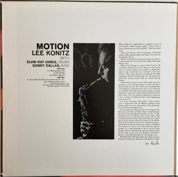 Lee Konitz - Motion (LP, RE, Gat)