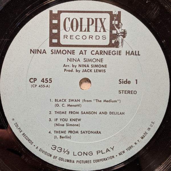 Nina Simone - At Carnegie Hall (LP, Album, RP, Mon)