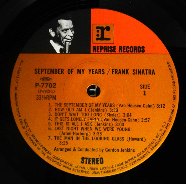 Frank Sinatra - September Of My Years (LP, Album, RE)