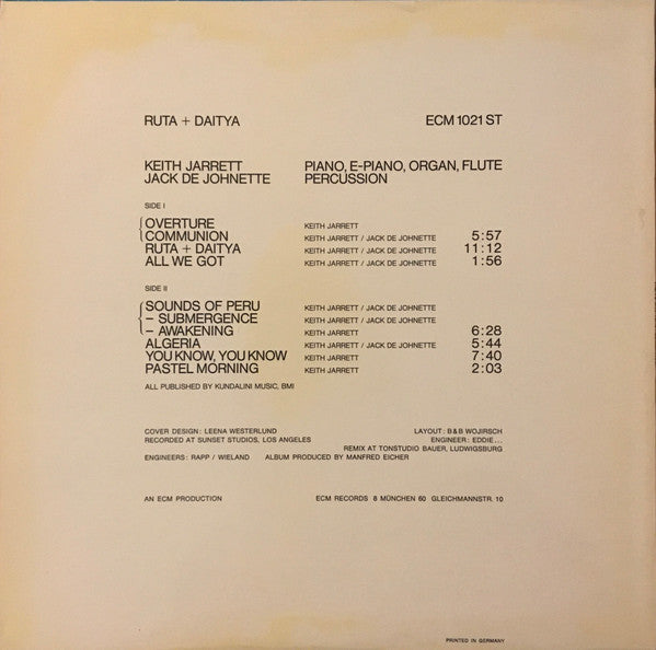 Keith Jarrett • Jack DeJohnette - Ruta And Daitya (LP, Album)