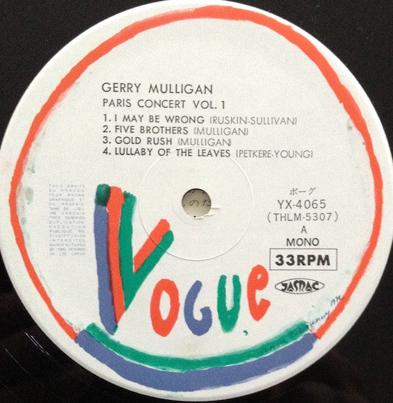 Gerry Mulligan Quartet - Paris Concert Vol. 1(LP, Album, Mono)