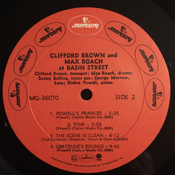 Clifford Brown And Max Roach - At Basin Street (LP, Album)