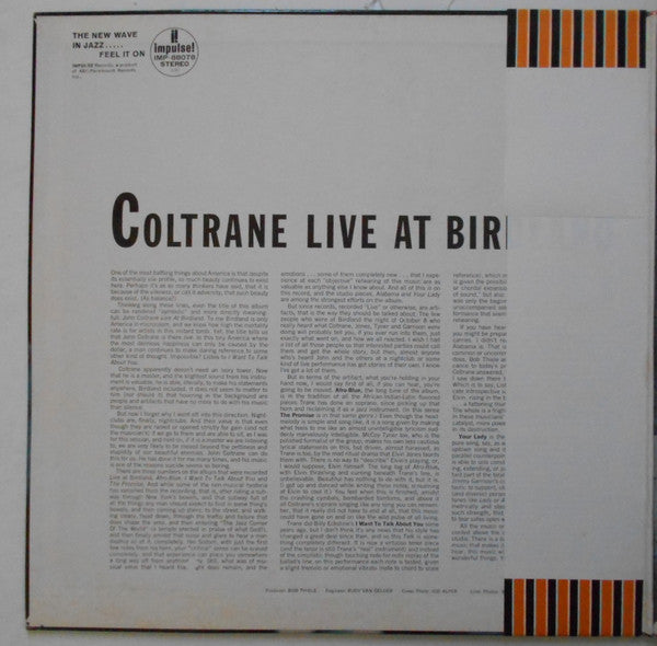 Coltrane* - Live At Birdland (LP, Album, RE, RP, Gat)