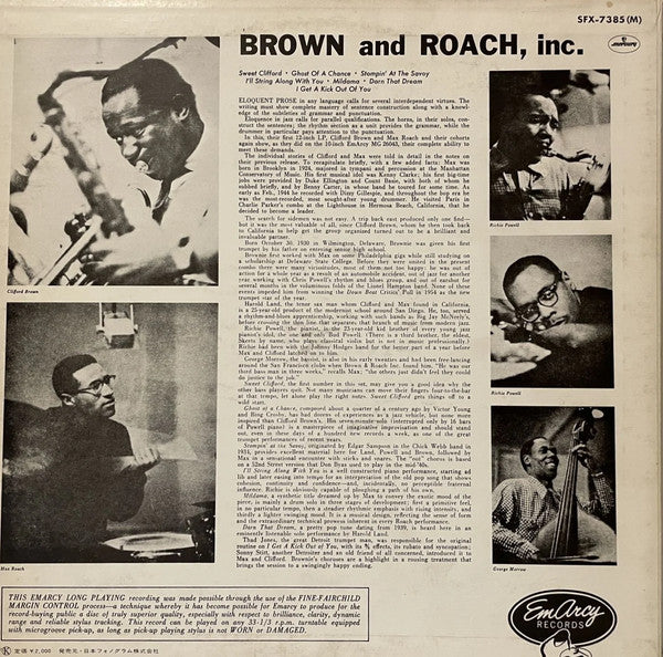 Clifford Brown And Max Roach - Brown And Roach Incorporated(LP, Album)