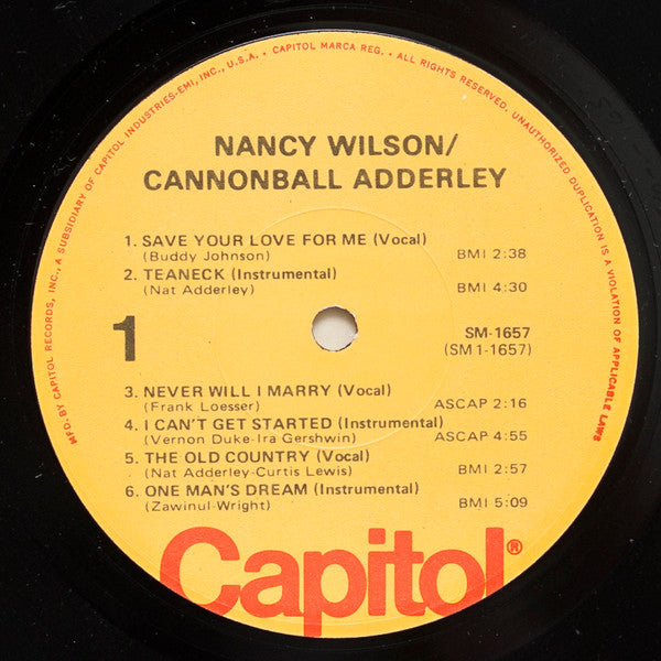 Nancy Wilson - Nancy Wilson / Cannonball Adderley(LP, Album, RE)