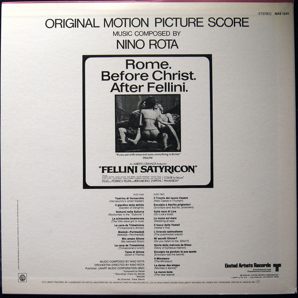 Nino Rota - Fellini Satyricon - Original Motion Picture Score(LP, A...