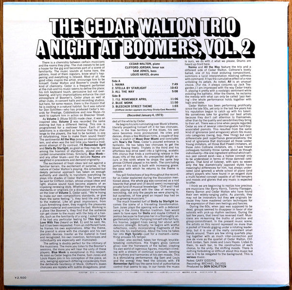 Cedar Walton Trio - A Night At Boomers, Vol. 2(LP, Album)