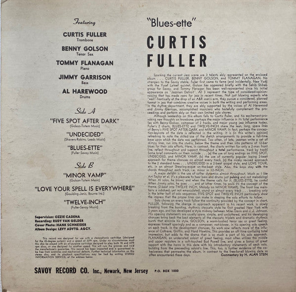 Curtis Fuller's Quintet - Blues-ette (LP, Album, Mono, Oxb)