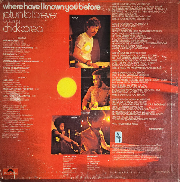 Return To Forever - Where Have I Known You Before(LP, Album, PRC)