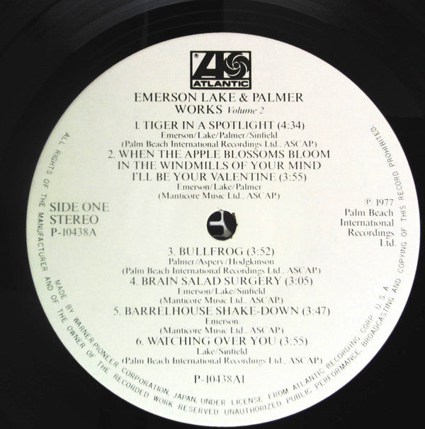 Emerson Lake & Palmer* - Works Volume 2 (LP, Album, Emb)