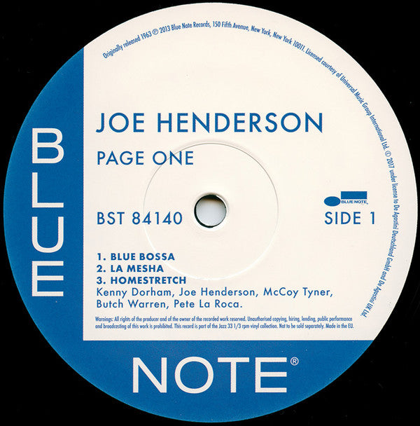 Joe Henderson - Page One (LP, Album, RE, 180)