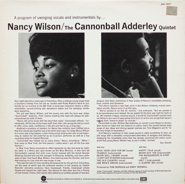 Nancy Wilson - Nancy Wilson / Cannonball Adderley(LP, Album, RE)
