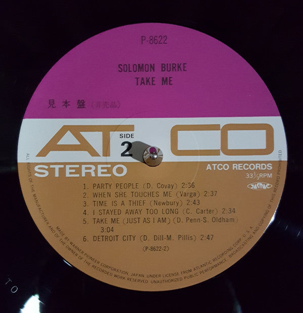 Solomon Burke - Take Me (LP, Comp, Promo)