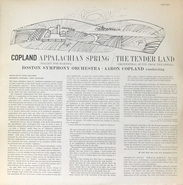 Aaron Copland - Appalachian Spring / The Tender Land - Suite(LP, RE)