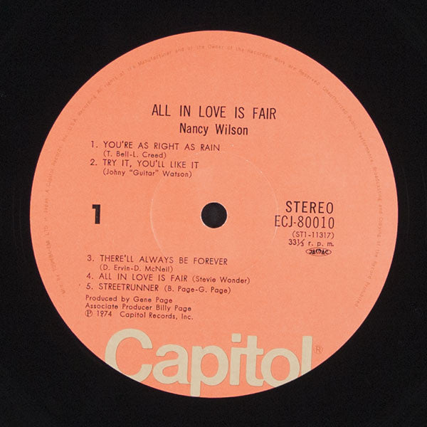 Nancy Wilson - All In Love Is Fair (LP, Album)