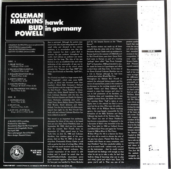 Coleman Hawkins & Bud Powell - Hawk In Germany (LP, Album, RE)