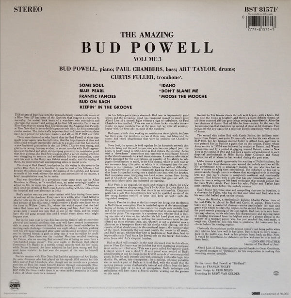 Bud Powell - The Amazing Bud Powell, Vol. 3 - Bud!(LP, Album, RP, DMM)