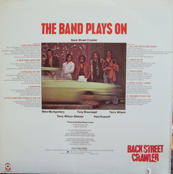 Back Street Crawler - The Band Plays On (LP, Album, RI )