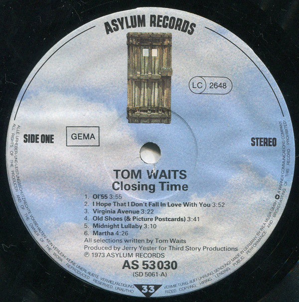 Tom Waits - Closing Time (LP, Album, RE)
