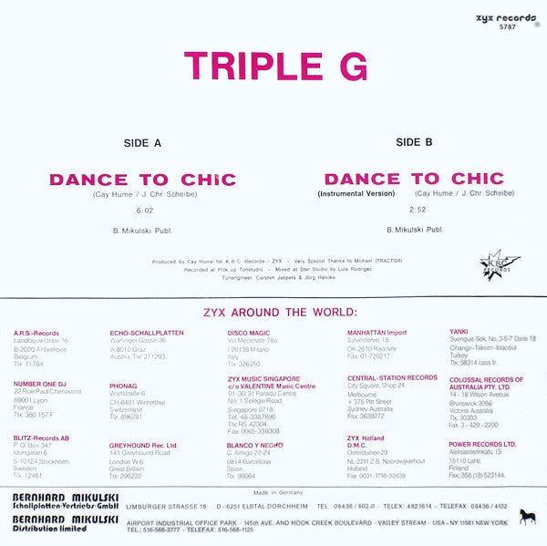 Triple G* - Dance To Chic (12"", Maxi)