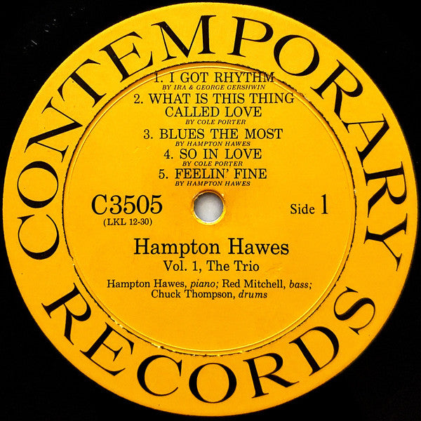 Hampton Hawes Trio - Hampton Hawes Vol. 1: The Trio (LP, Album, Mono)