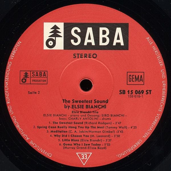 Elsie Bianchi Trio - The Sweetest Sound (LP, Album, Ltd, RE, 180)